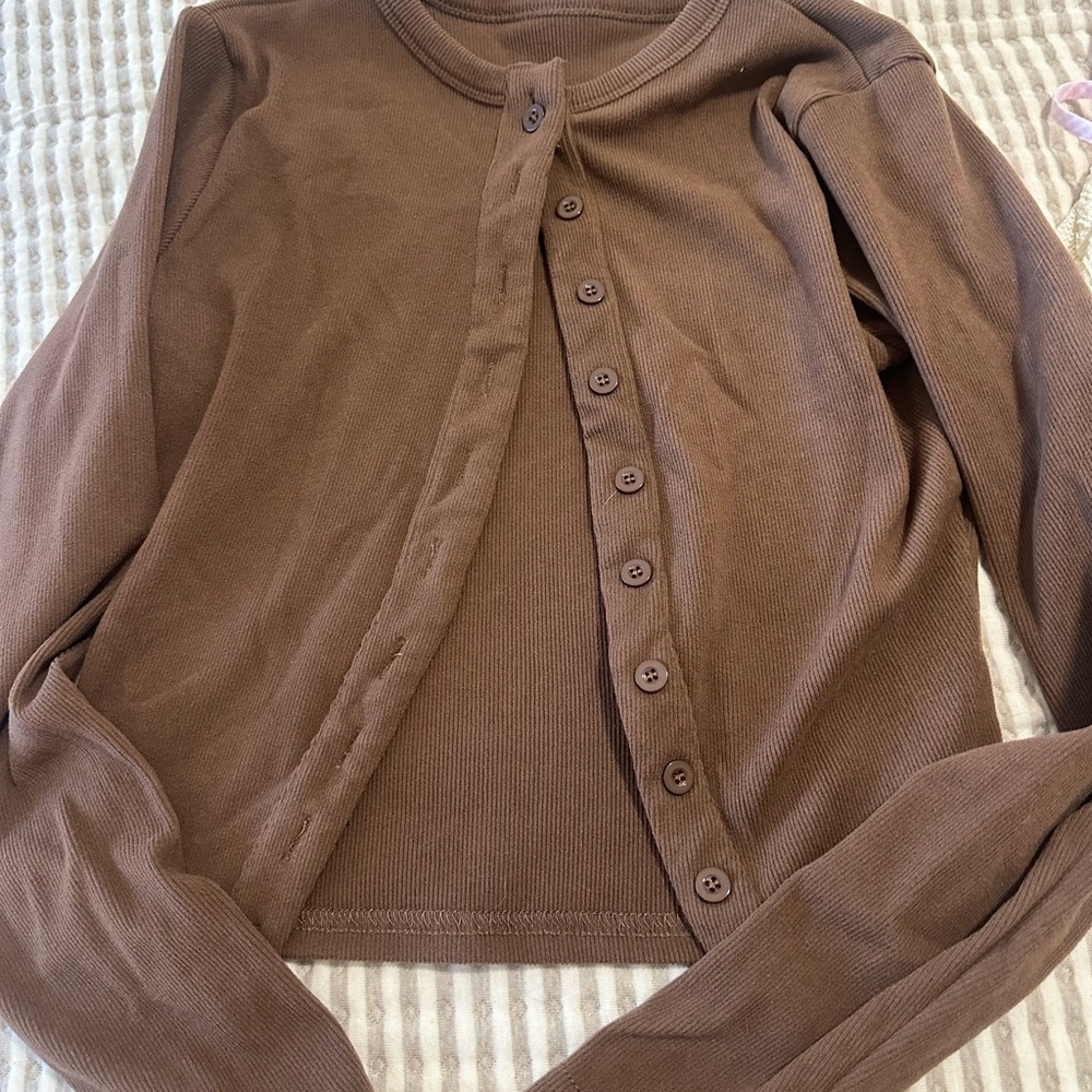 Brown Button-Up Cardigan